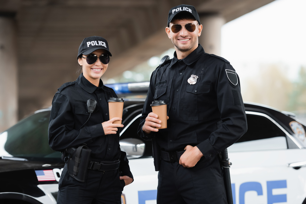 Smiling police officers